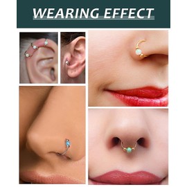 18G Hypoallergenic Small Gold Hoop Earrings for Women 14K Gold Plated Opal Cartilage Earrings Lightweight Jewelry for Tragus/Helix/Conch/Rook/Nose Multiple Piercing Huggies Earrings (8mm Purple Opal)