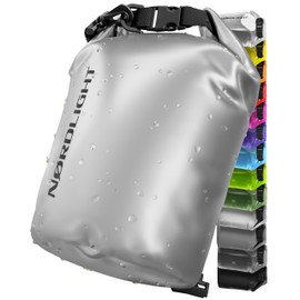 Nordlight Dry Bag 15 L Waterproof Bag – (Metallic) Waterproof Pack Bag with Roll Top Closure and Shoulder Strap for Swimming, Bathing, Beach, Canoeing, Stand-Up Paddling, Diving