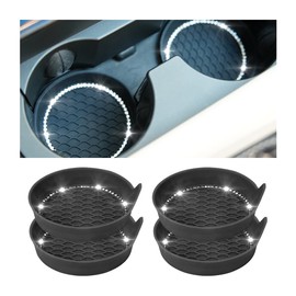 AUCELI Bling Car Cup Holder Coaster, 4 Pack Rhinestone Non-Slip Circle Cup Holder Insert Coaster, Durable Crystal Vehicle Drink Cup Mat, Universal Auto Interior Accessories for SUV Truck (Black)