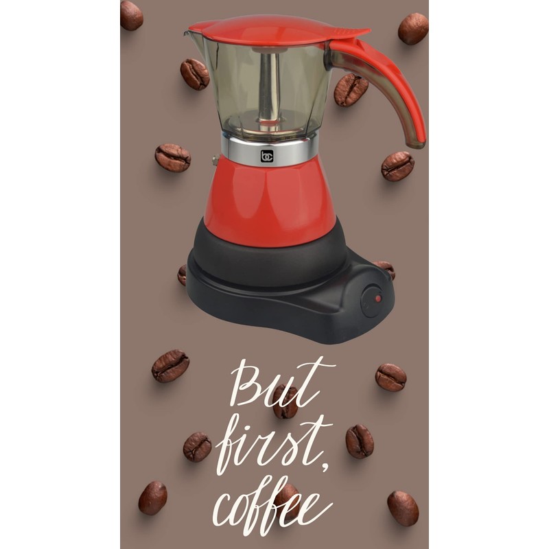 Bene Casa - Electric Espresso Maker 1-3 Cup Red, Cafetera