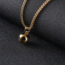 WIGERLON Soccer Ball Charm Necklace,Soccer Gifts for Men,3D Stainless Steel Soccer Pendant Necklaces for Women gold