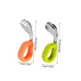 Outanaya 1Set Fork and Spoon Dining Utensils for Ergonomic Design for Safe Feeding for Newborn Training and Mealtime