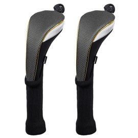 Andux 2Pcs/Set Long Neck Gold Golf Hybrids Club Head Covers with Dial No. Tag MT/HY13 (Black)