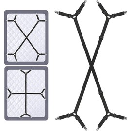 Navani Bed Sheet Clips For Bedding | Fitted Bed Sheet Straps Clips Holder | Bed Sheet Grippers Suspenders | Bed Scrunchie UK | Bed Sheet Fasteners Grippers | Mattress Sheet Clips Straps | 2pcs Black