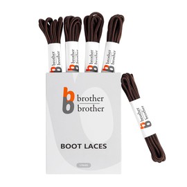 BB BROTHER BROTHER Black and Brown Round Boot Shoe Laces (5 Pairs), Heavy Duty Non Slip Replacement Shoelaces, 3/16" Thick 3.5mm Shoe Strings for Men’s and Women’s Work, Hiking, Winter, Walking Boots