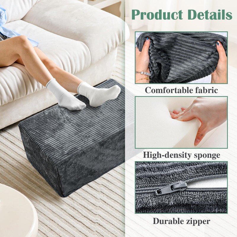 Rectangular Pouf Ottoman Soft Furry Corduroy Foot Rest for Chair