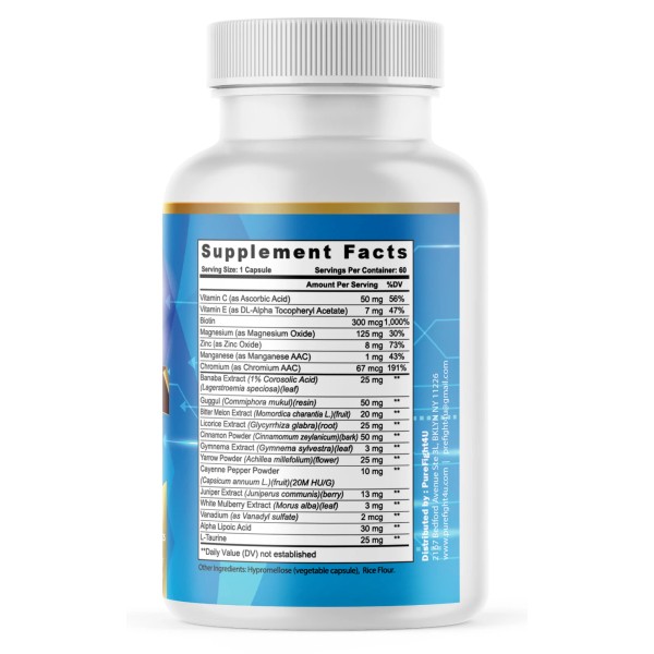 PUREFIGHT4U Glyco Balance Nutritional Support Healthy Glucose Level, Supplement, 12