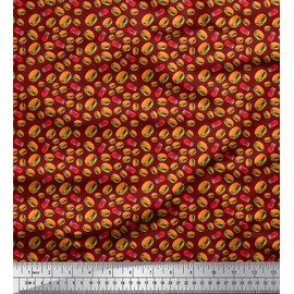 Soimoi Red Cotton Jersey Fabric Burger Food Print Fabric BTY 58 Inch Wide