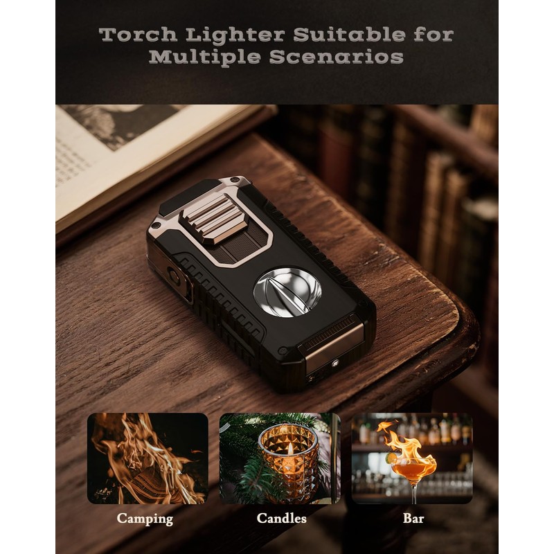 5-in-1 Torch Lighter with Tool, Punch, Holder and Draw Enhancer