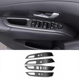 KELEIMAI Car Accessories Fit for Hyundai Tucson 2024 2023 2022 Automobile Door Window Control Panel Cover Molding Door Lock Switch Trim (Carbon Fiber Style) 4PCS ABS