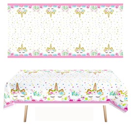 MORAINJAY Unicorn Tablecloth, 137 x 274 cm Princess Tablecloth, Pink Unicorn Tablecloth for Birthday Party Decoration, Unicorn Birthday Theme Party, Unicorn Costume Party for Children, Girls Party