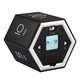 Hex Digital Clock Timer Magnetic Cube Timer Kitchen Hex Flip Timer Easy to Use Magnetic Flip Four Timer for Study Cooking Exercise Black