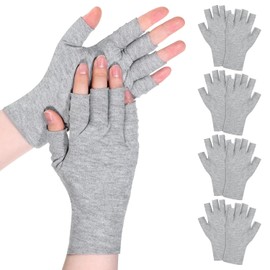 5 Pairs Cotton Gloves Eczema Grey Fingerless Gloves Eczema Moisturising Gloves for Dry Hands Sleeping Touchscreen Spa Skin Treatment