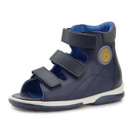 Memo Pedro Corrective Orthopedic High-Top AFO-Like Microfiber Sandal, Navy Blue, 23 (7 M US Toddler)