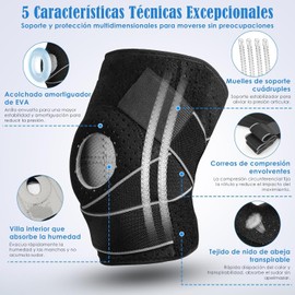 Rodilleras Deportivas, 2 Piezas Rodillera Ortopedica Ajustable-gris