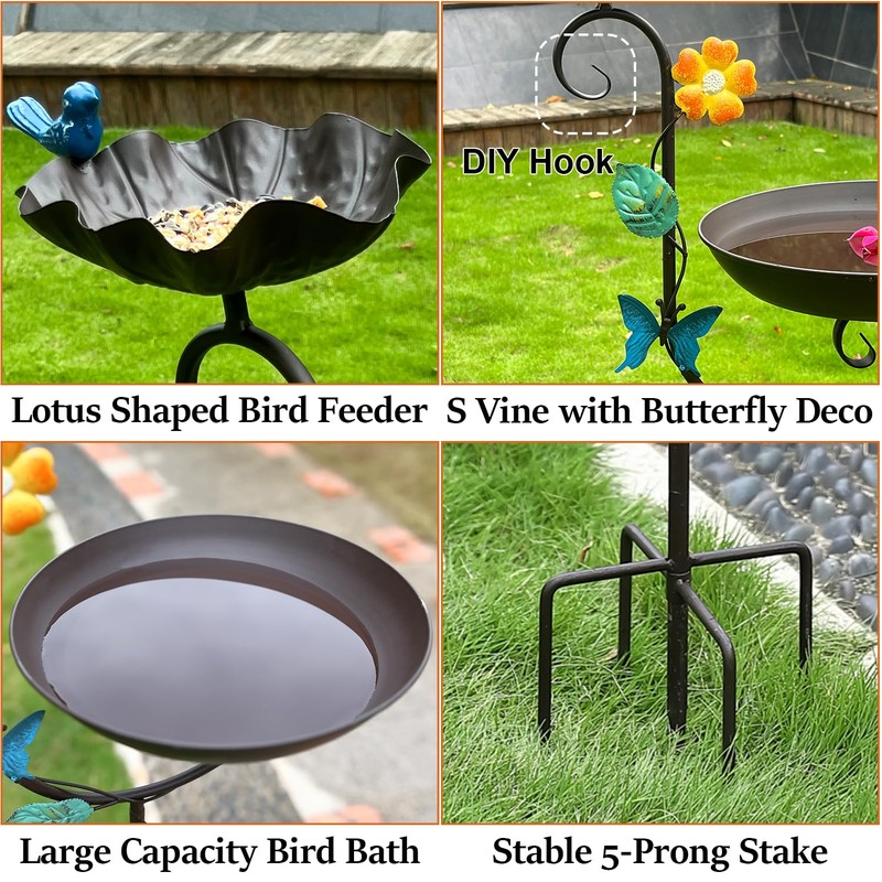 Aifeorzo Free Standing Solar Bird Bath, 58" Tall Decorative Birdbath