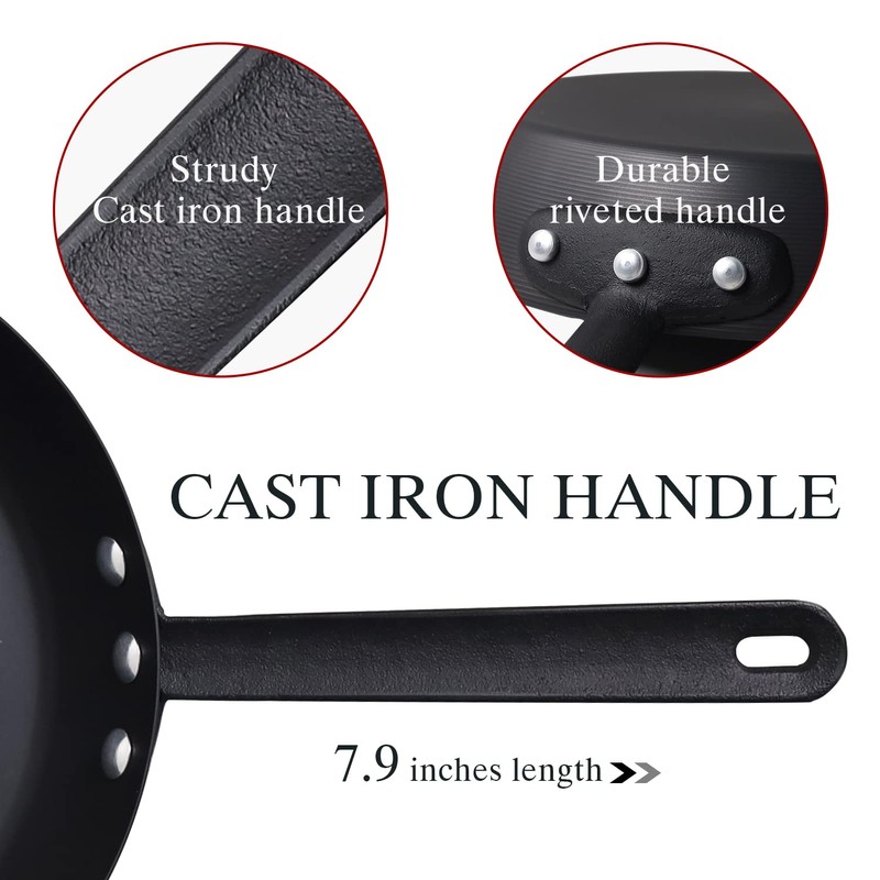 Letschef Coating-Free Carbon Steel Pan Durable 10 Inch Frying Pan,