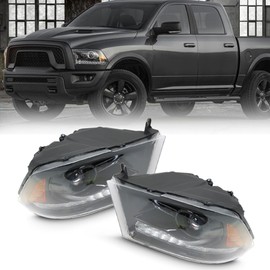 GXYWADY Black Headlights Replacement for 2009-2018 Ram 1500-3500 Headlight Assembly Passenger and Driver Side