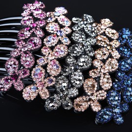 EZ PEACH Rhinestone Hair Comb DE Yaii Winding Rakuchin Kantan Hair Arrangement, Recommended for Beginners, Sparkling & Shiny, Barrette, Crystal, Evening Roll Comb (Butterfly B-1)