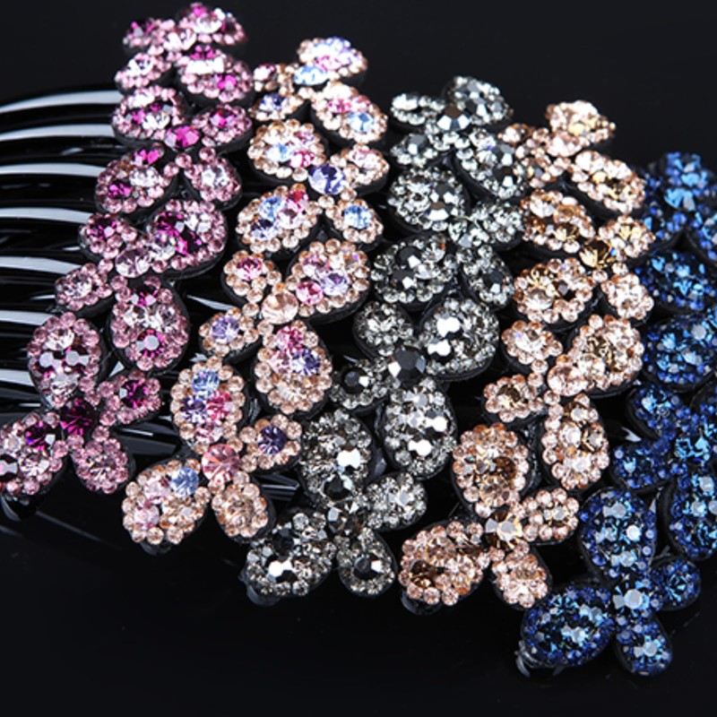 EZ PEACH Rhinestone Hair Comb DE Yaii Winding Rakuchin Kantan