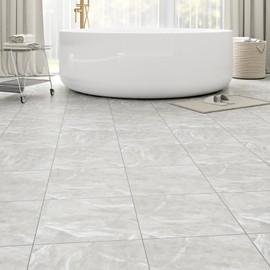 40 Pack Cover 40 Sq.Ft Peel and Stick Floor Tiles, 12” x 12” Self Adhesive Vinyl Flooring Easy DIY Installation for Kitchen, Living Room, Laundry, RV, Light Grey Marble
