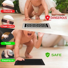 Baby Proofing Vent Covers for Home Floor Wall Ceiling, Protective Soft Silicone Air Vent Covers Fit Floor Registers 4" x 10" for Floor Wall Ceiling Vents (1 Pack, Black)