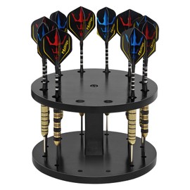 Naissgo Wooden Dart Holder Stand for Desk or Shelf – Holds 12 Fully Assembled Steel or Soft Tip Darts – Compact Tabletop Display Rack for Dart Storage and Organization