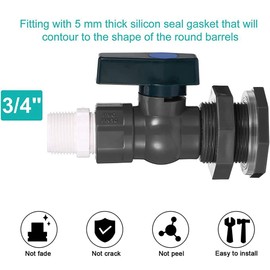 Sknrlko PVC Rain Bucket Faucet Kit, 3/4 Inch PVC Ball Valve, Bucket Bucket Water Tank Pond Bucket Faucet Kit