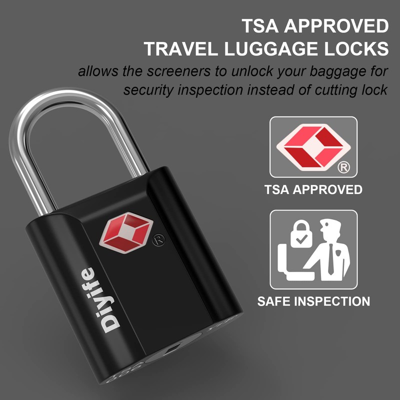 TSA Luggage Locks with Keys, [4 Pack] Diyife Security Suitcase