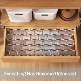 MORNITE 2 Sets Sock Drawer Organizer, Drawer Divider Organizer for Underwear Socks Ties Belts Assemble Honeycomb Separator Closet Cabinet DIY Desk Office 16pcs White