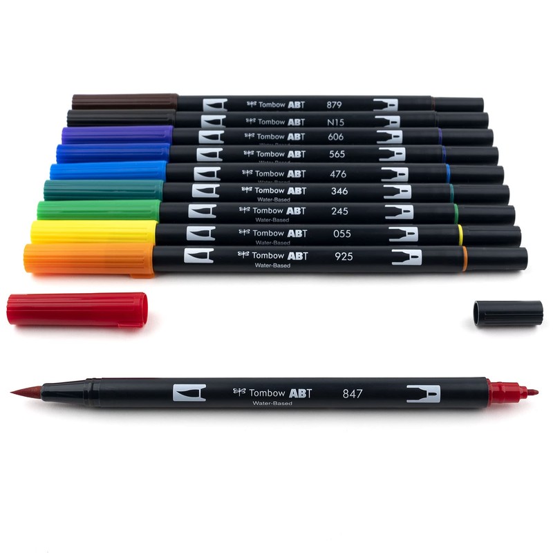 Tombow Dual Brush Marker 10-Piece Set: Primary