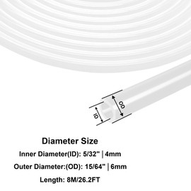 LAVMHAB PVC Tube 4mm ID x 6mm OD 8m(26.2ft) Clear Vinyl Hose PVC Tubing, Lightweight and Flexible Plastic Tubing Water Air Pipe