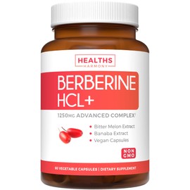 Berberine Supplement (Non-GMO & Vegetarian) Berberine HCL Plus Bitter Melon & Banaba Leaf Extract Capsules - Berberine 500mg Each, 1000mg Per Serve - AMPK Metabolic Activator - 60 Caps (No Pills)