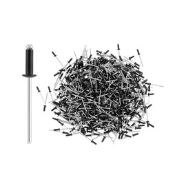 QWORK Aluminum Blind Rivets, 500 Pcs 1/8" x 3/8" Black Rivets Pop Rivet, Large Flang Rivets