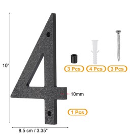 PATIKIL 10 Inch House Number, House Address Numbers Sign Large Floating Modern with Screws for Outside Door Wall Street, Black, 4