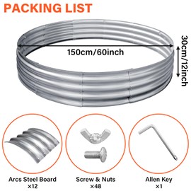 HGD 60 Inch Large Galvanized Steel Metal Fire Pit Ring - 5FT Heavy Duty Fire Rings for Outside Wood Burning - 12" Tall Portable Bonfire Firepit for Backyard, Patio, Camping