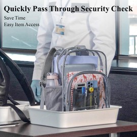 PACKISM Clear Backpack - 2 Pack Large Clear Backpack Heavy Duty Transparent Backpacks for School, See Through Backpack Clear Bookbag for Student, Work, Travel, Grey(for age 12 above)