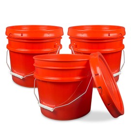 ePackageSupply 3.5 Gallon Plastic Bucket with Lid I Food Grade Bucket |BPA-Free I Heavy Duty 90 Mil All Purpose Pail Reusable I Made in USA | (red, 3)