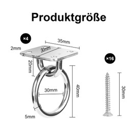 SKENGWEL 304 Stainless Steel Square Eye Pad Plate, Heavy Duty Hammock Kits and Ceiling Hooks Diamond Pad Eye Plates 5 mm Heavy Duty Anchor with Loop for Hanging Hammock Boxing Punch Bag Yoga Rope