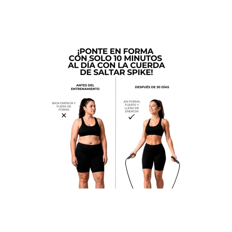 Cuerda para saltar - 3 m ajustable - Mango ergonómico