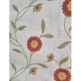 Silk Crafts Inc. Dewas Sunkist Cotton Floral Embroidery Fabric by the yard