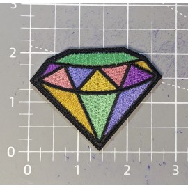 Unbranded Colorful Diamond Gemstone 2x3.75" Random Cute Clip Art Embroidered Iron On Patch