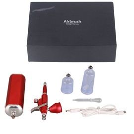 Auto Airbrush Kit Handheld Gun Type Automatic Start and Stop Red Spray Gun Set for Painting Furnishing