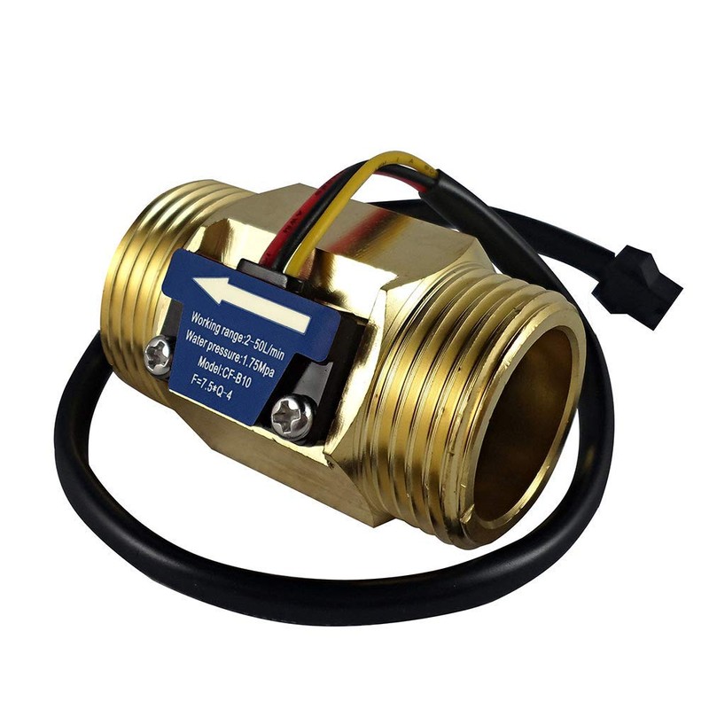 SENSTREE G1" Male Thread Brass Water Flow Sensor, Hall Effect