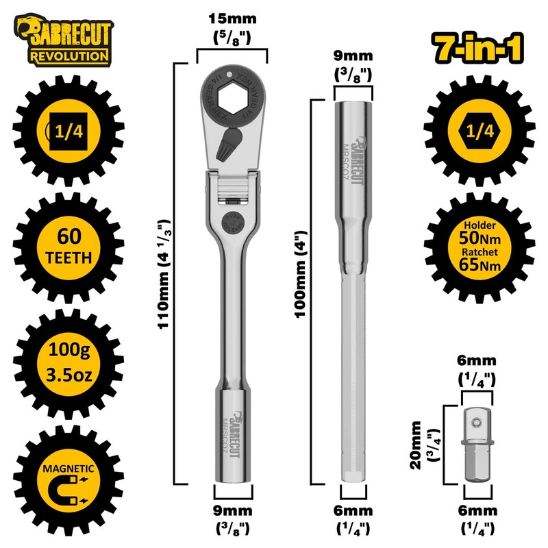 SabreCut 1 x MRSC07 7-in-1 Flex Head 6.3mm 1/4" HEX