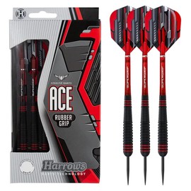Harrows 20g ACE Steel Tip Darts, Non Slip, Vulcanised Rubber Grip, 20 Gram