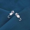 Aneneiceera Boho Cat Ear Jacket Earrings Silver Floating Cat Earrings