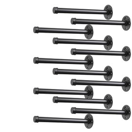 Industrial Pipe Shelving 8 Inch Floating Shelf Brackets DIY Shelving Brackets 12 Pack Pipe Decor Wall Rustic Clothing Rack
