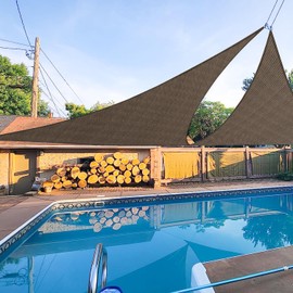 E&K Sunrise 25' x 25' x 25' Sun Shade Sail Triangle Canopy Shade Cover UV Block for Patio Backyard Garden Outdoor (Sand)