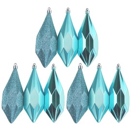 9 Large Geo Ice Blue Christmas Tree Tear Drop 13cm Baubles Decorations